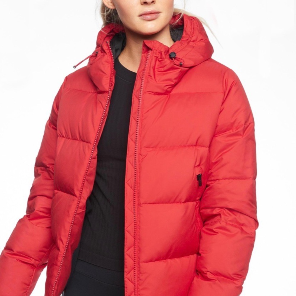Athleta Snow Down Red Cropped Puffer Jacket